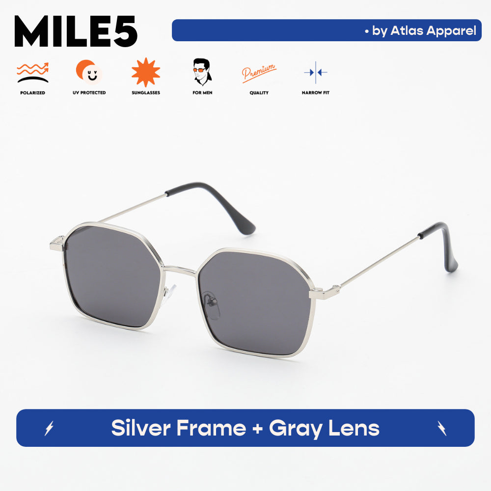 MILE5 Men's Polarized Angular Oval Sunglasses (Size 47) - UV Protection, Narrow Fit