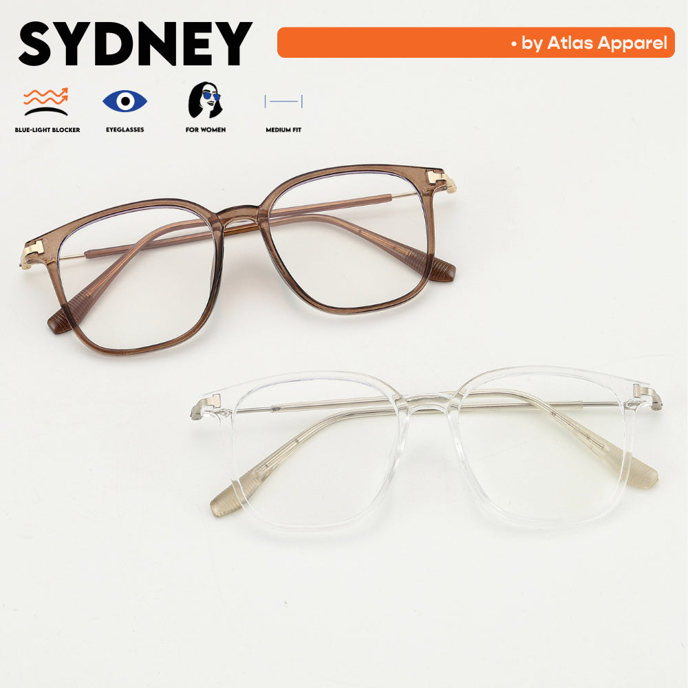 SYDNEY Womens Anti-Radiation Blue Light Blocker Square Framed Eyeglasses (Size 52) by Atlas Apparel