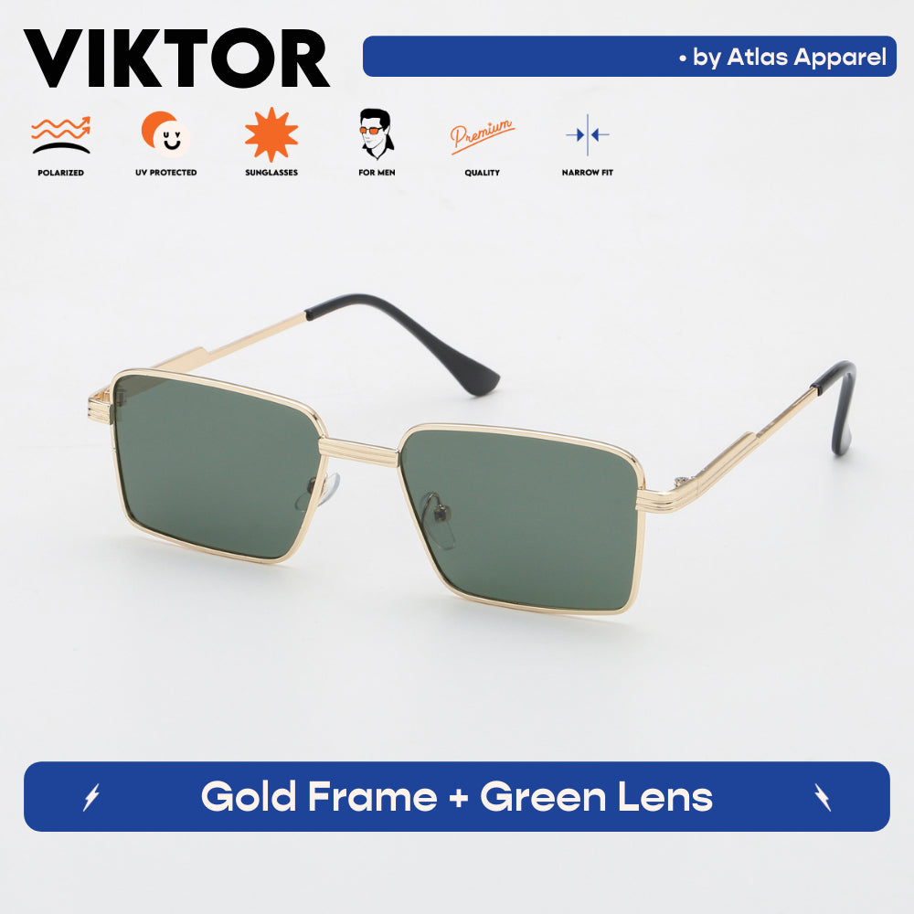 VIKTOR Men's Polarized Square Sunglasses (Size 46) - UV Protection, Medium Fit