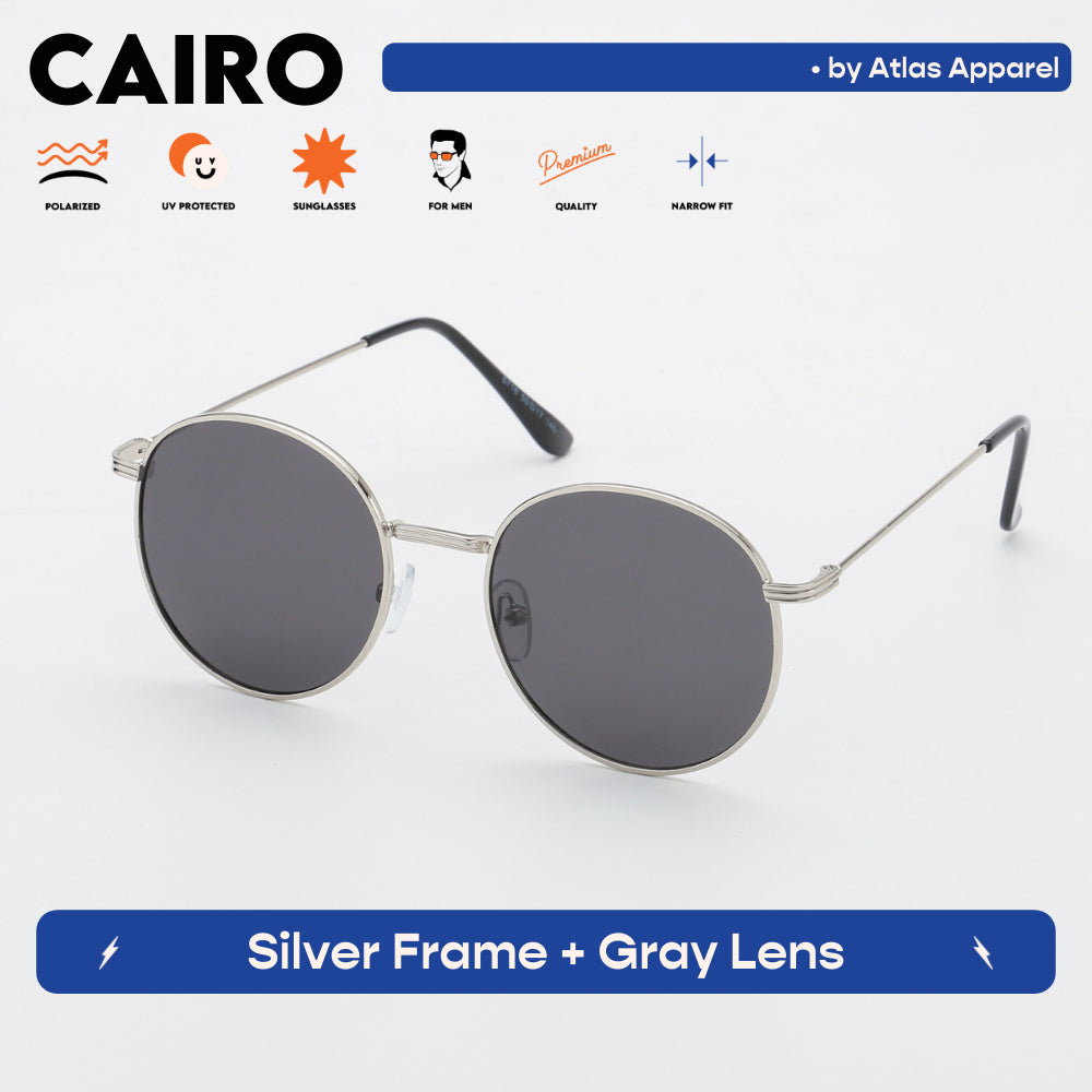 CAIRO Men's Polarized Round Sunglasses (Size 48) - UV Protection, Medium Fit