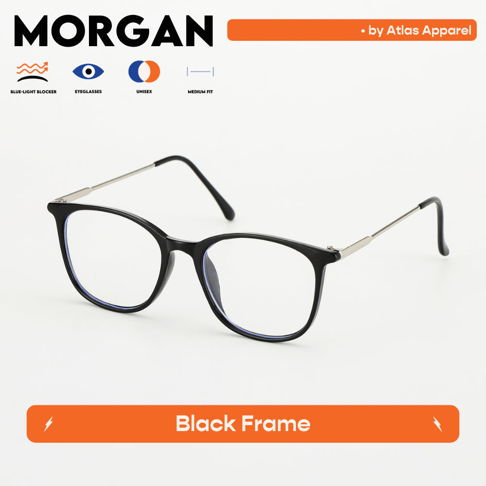MORGAN Unisex Anti-Radiation Blue Light Blocker Oval Framed Eyeglasses (Size 48) by Atlas Apparel