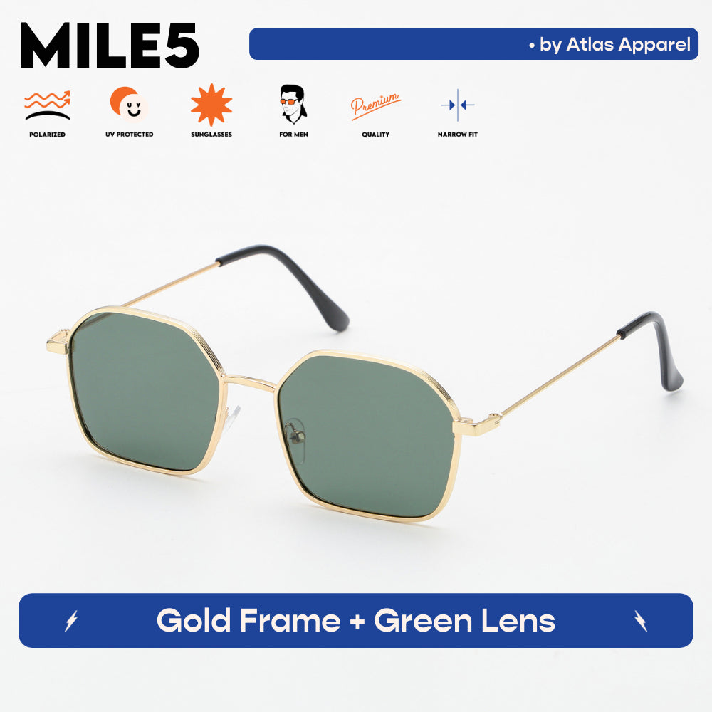 MILE5 Men's Polarized Angular Oval Sunglasses (Size 47) - UV Protection, Narrow Fit