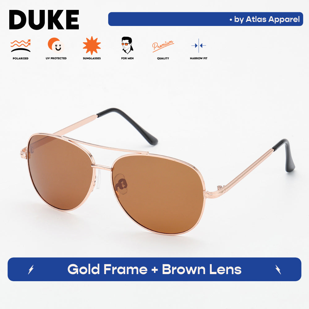 DUKE Men's Polarized Aviator Sunglasses (Size 56) - UV Protection, Medium Fit