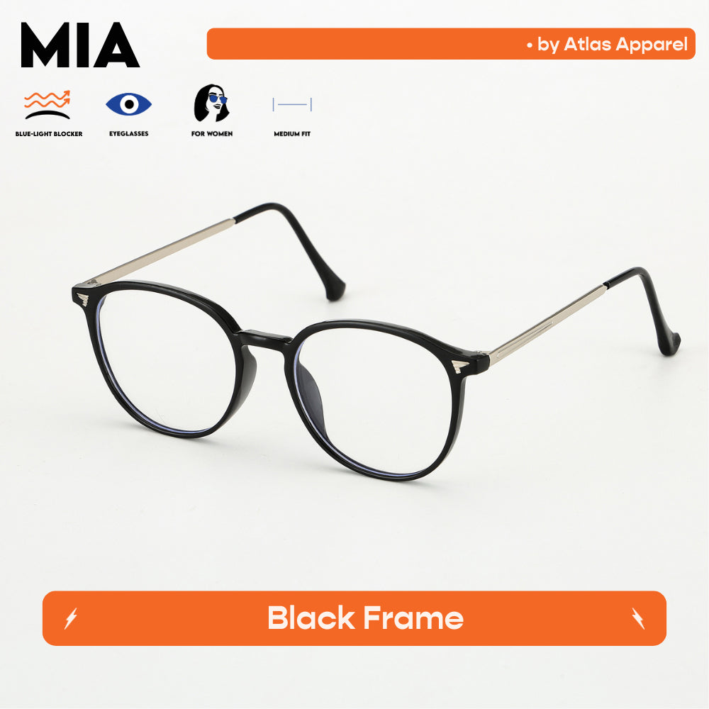 MIA Womens Anti-Radiation Blue Light Blocker Round Framed Eyeglasses (Size 50) by Atlas Apparel