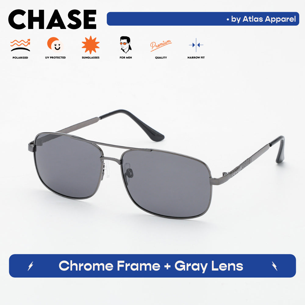 CHASE Men's Polarized Oval Sunglasses (Size 59) - UV Protection, Medium Fit