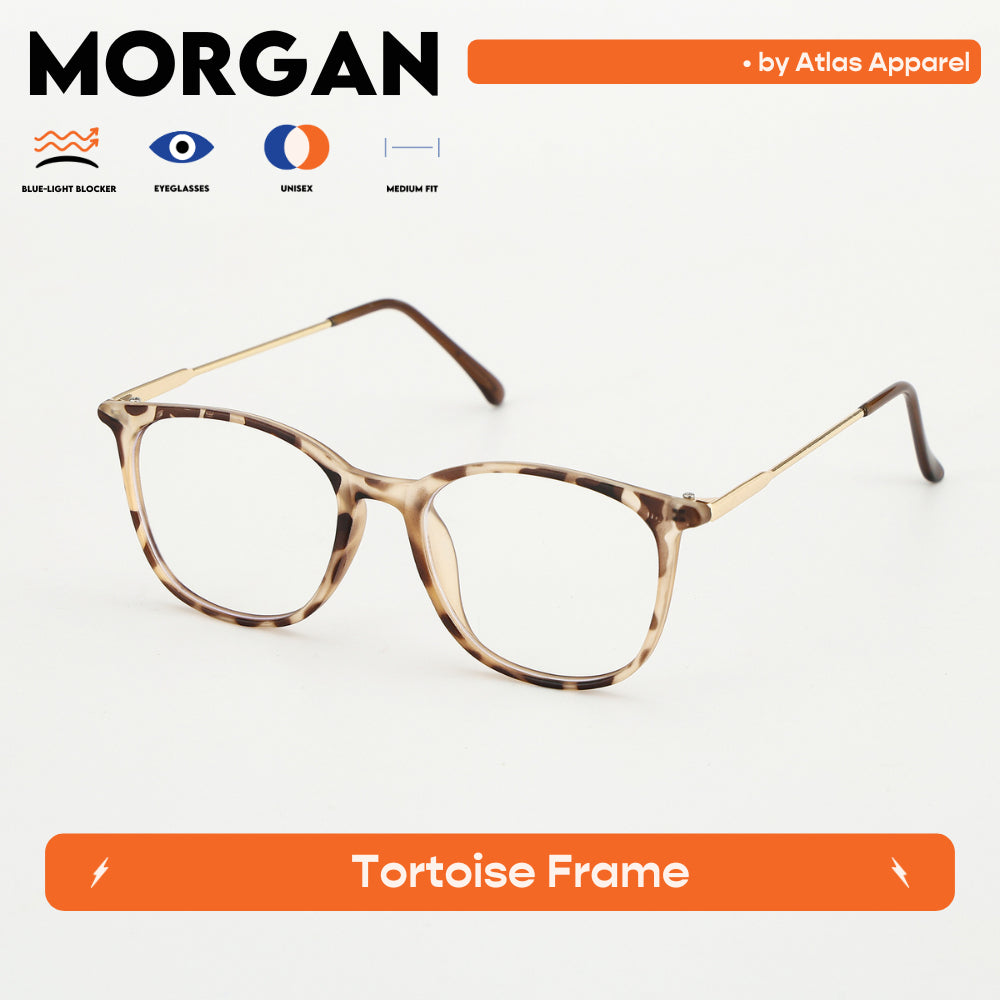 MORGAN Unisex Anti-Radiation Blue Light Blocker Oval Framed Eyeglasses (Size 48) by Atlas Apparel