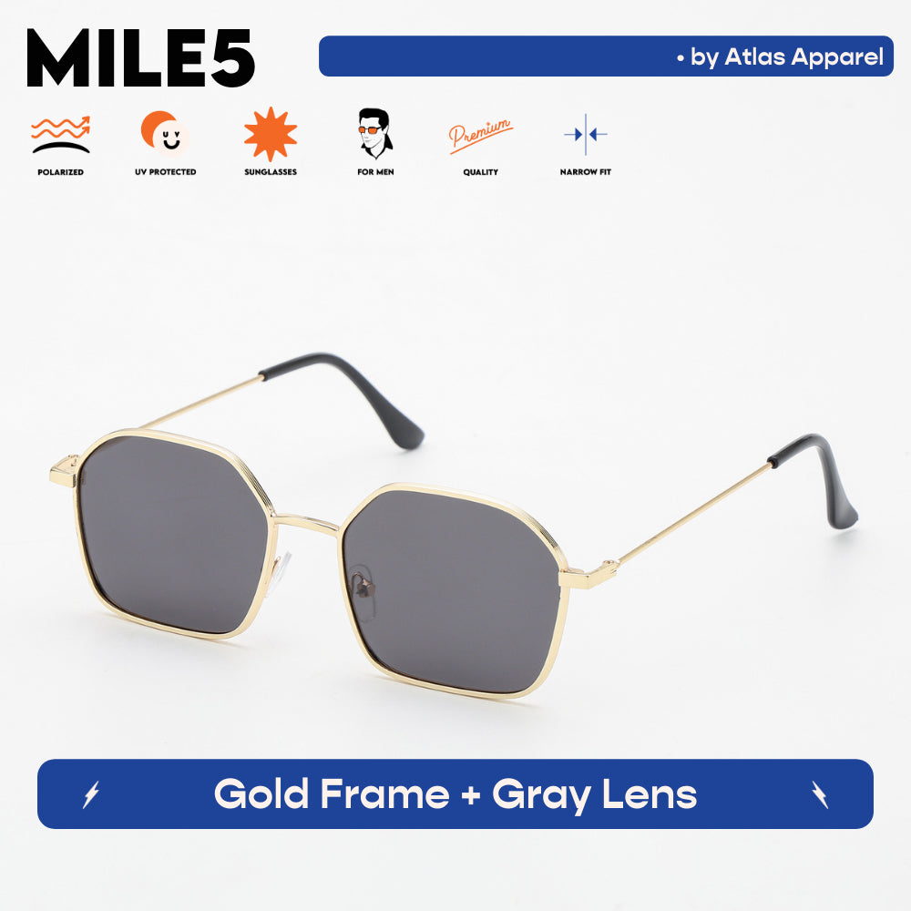 MILE5 Men's Polarized Angular Oval Sunglasses (Size 47) - UV Protection, Narrow Fit