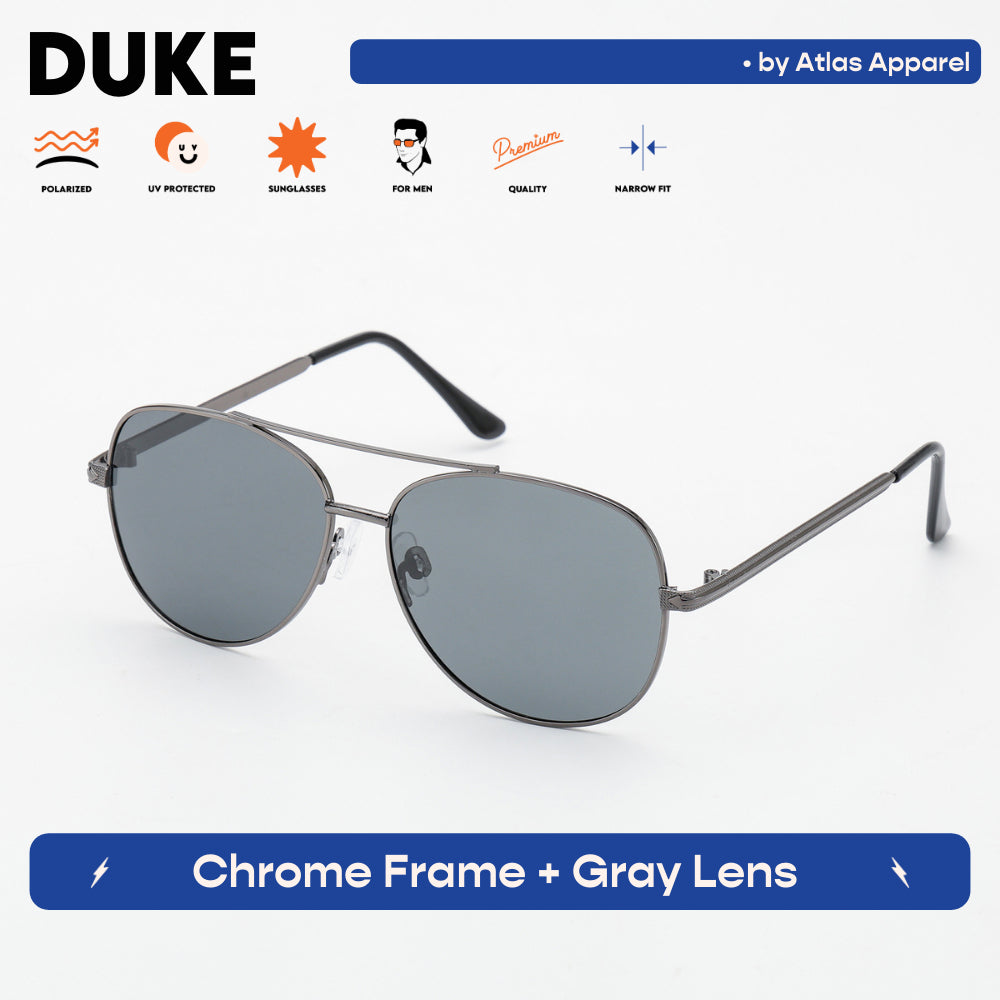 DUKE Men's Polarized Aviator Sunglasses (Size 56) - UV Protection, Medium Fit