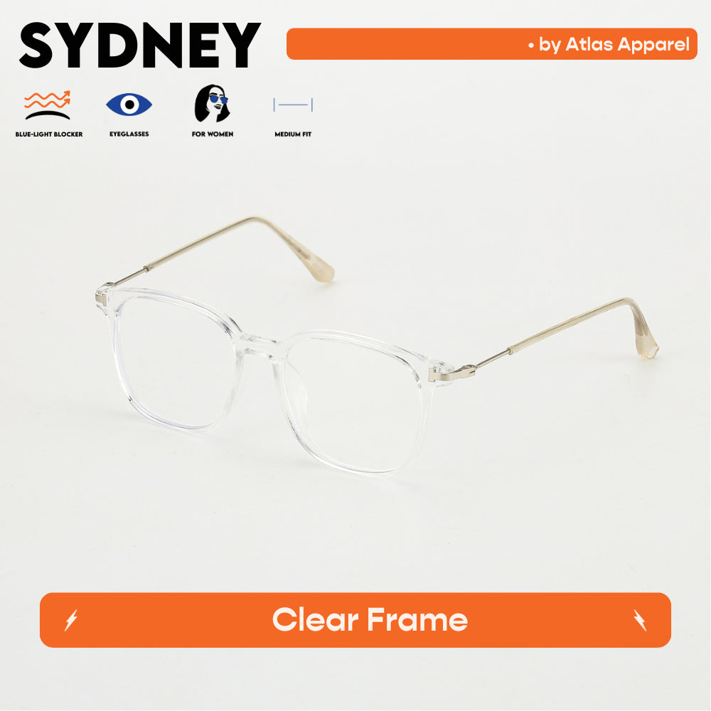 SYDNEY Womens Anti-Radiation Blue Light Blocker Square Framed Eyeglasses (Size 52) by Atlas Apparel