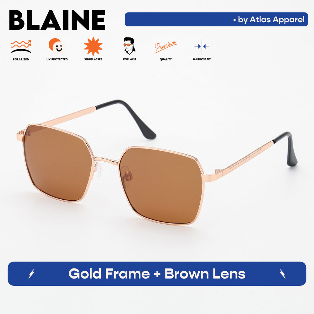 BLAINE Men's Polarized Square Sunglasses (Size 56) - UV Protection, Medium Fit