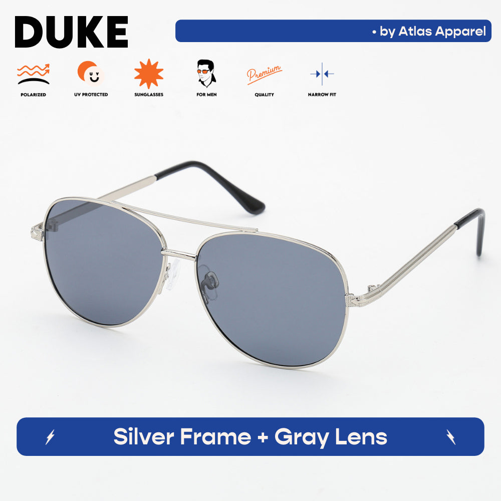 DUKE Men's Polarized Aviator Sunglasses (Size 56) - UV Protection, Medium Fit