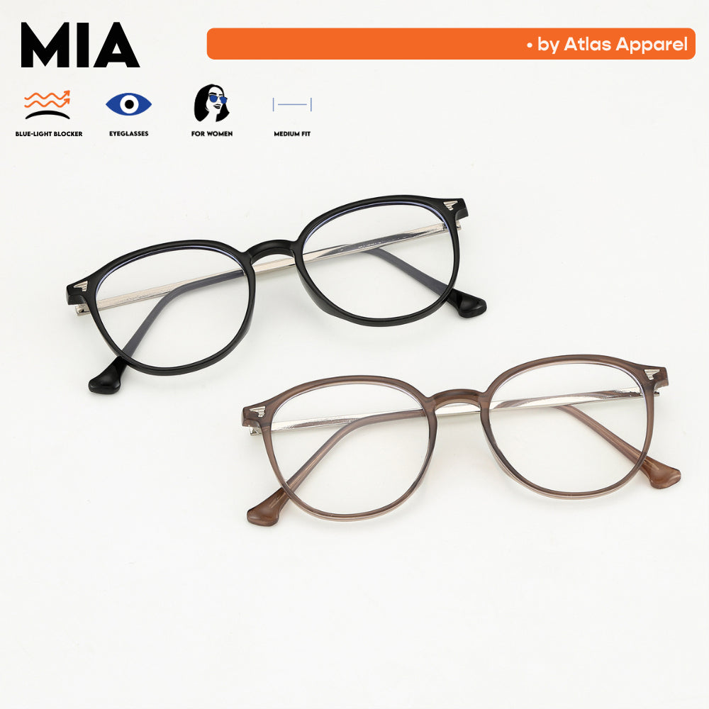 MIA Womens Anti-Radiation Blue Light Blocker Round Framed Eyeglasses (Size 50) by Atlas Apparel
