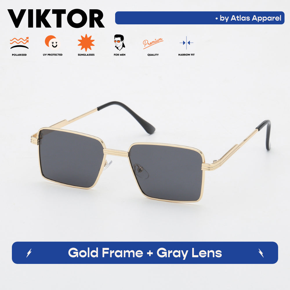 VIKTOR Men's Polarized Square Sunglasses (Size 46) - UV Protection, Medium Fit