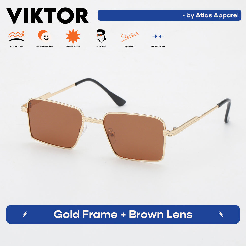 VIKTOR Men's Polarized Square Sunglasses (Size 46) - UV Protection, Medium Fit