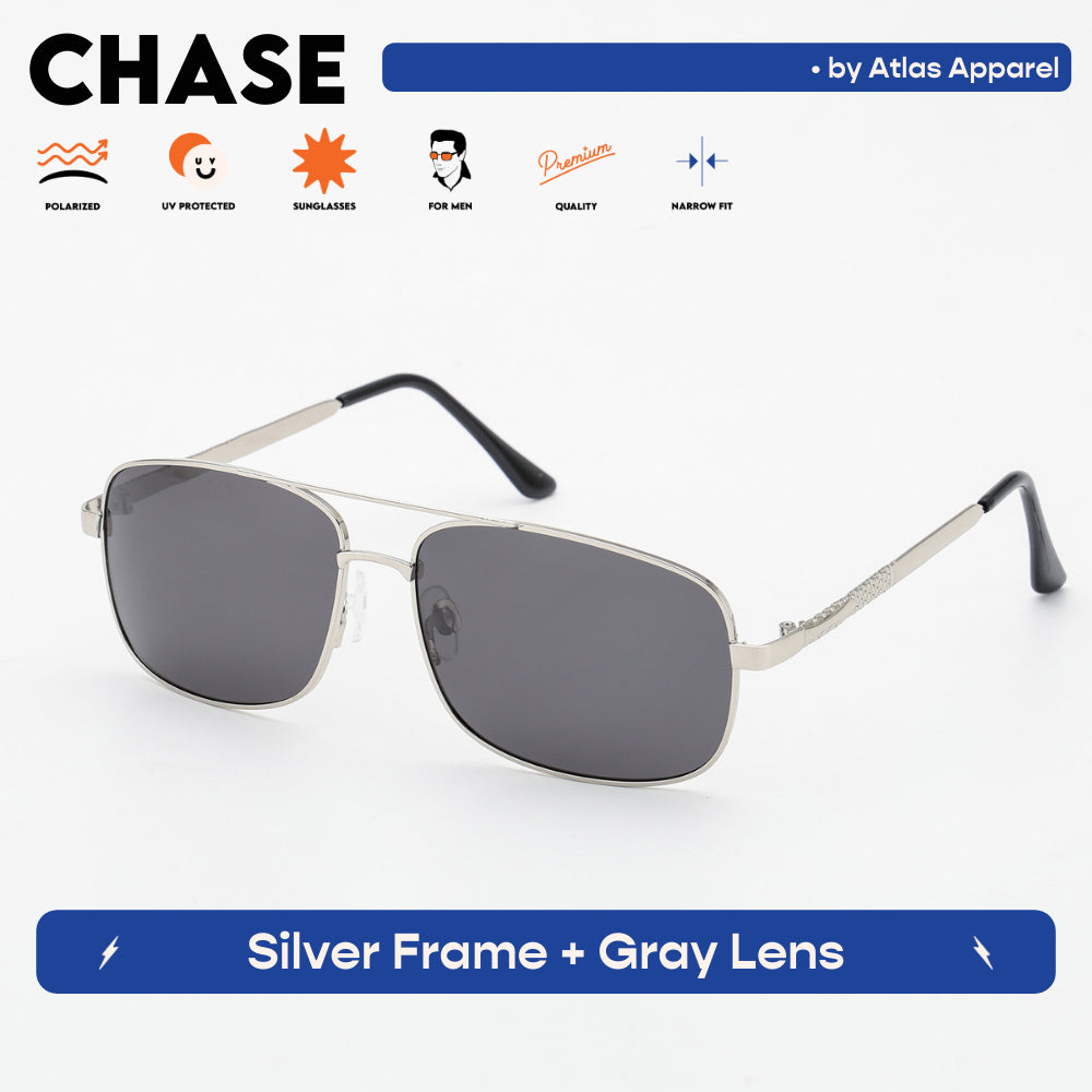 CHASE Men's Polarized Oval Sunglasses (Size 59) - UV Protection, Medium Fit