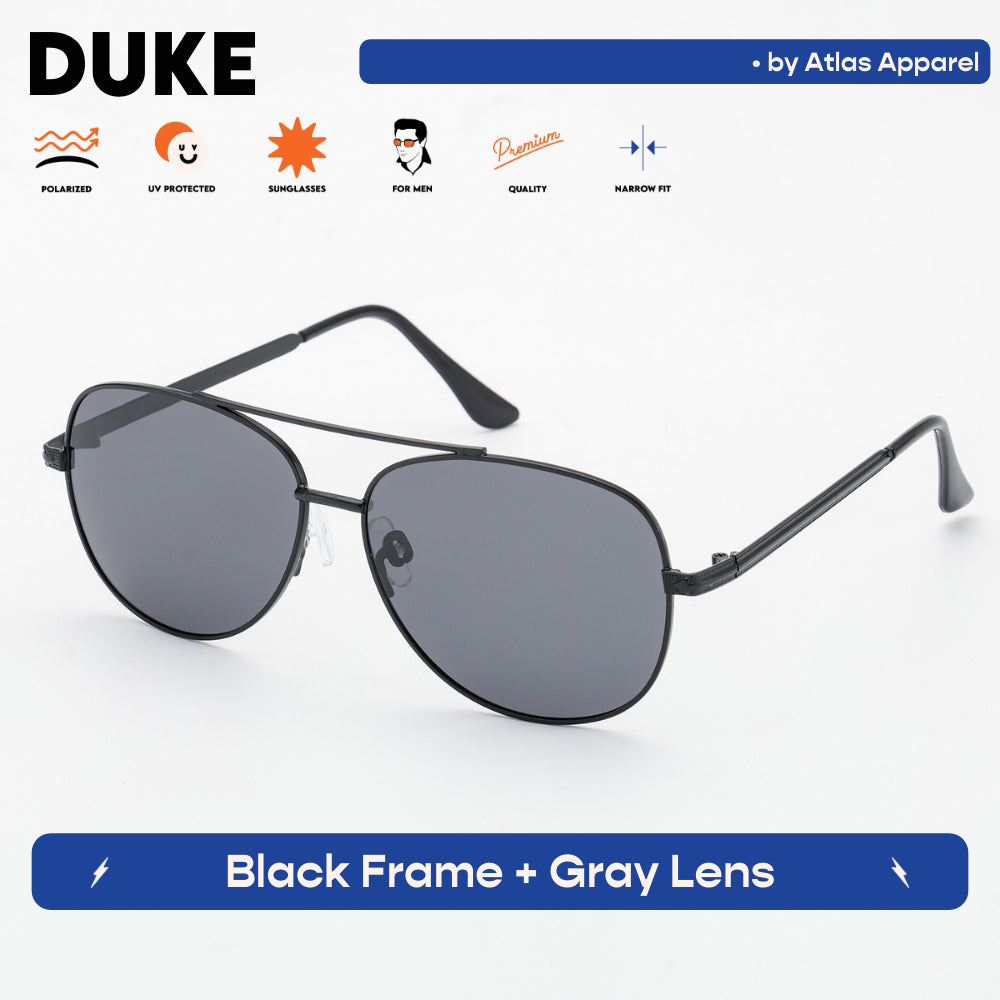DUKE Men's Polarized Aviator Sunglasses (Size 56) - UV Protection, Medium Fit