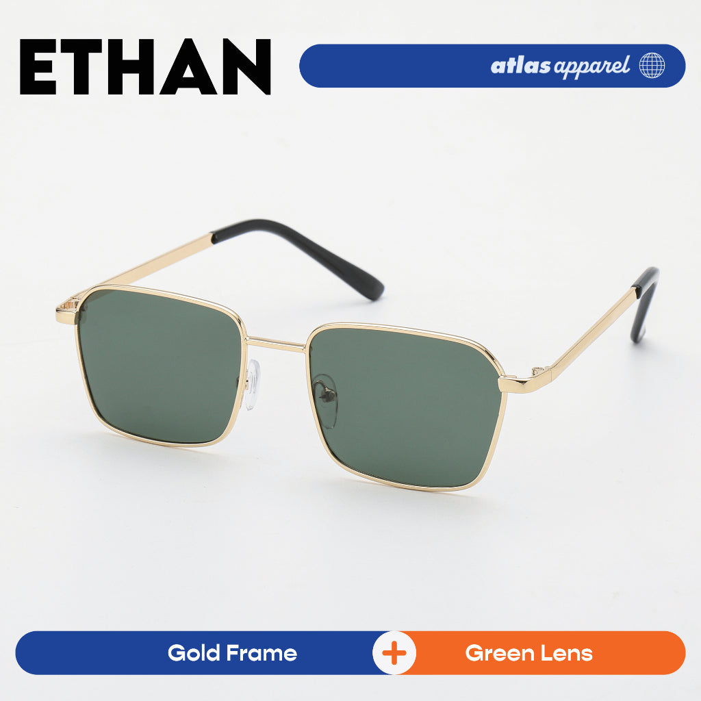 Atlas Apparel ETHAN Polarized Sunglasses for Men (Size 46) - UV400, Square Frame, for Round Face