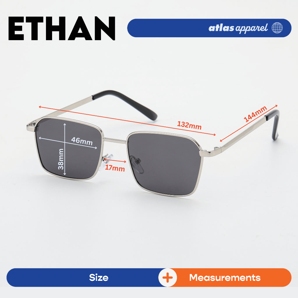 Atlas Apparel ETHAN Polarized Sunglasses for Men (Size 46) - UV400, Square Frame, for Round Face
