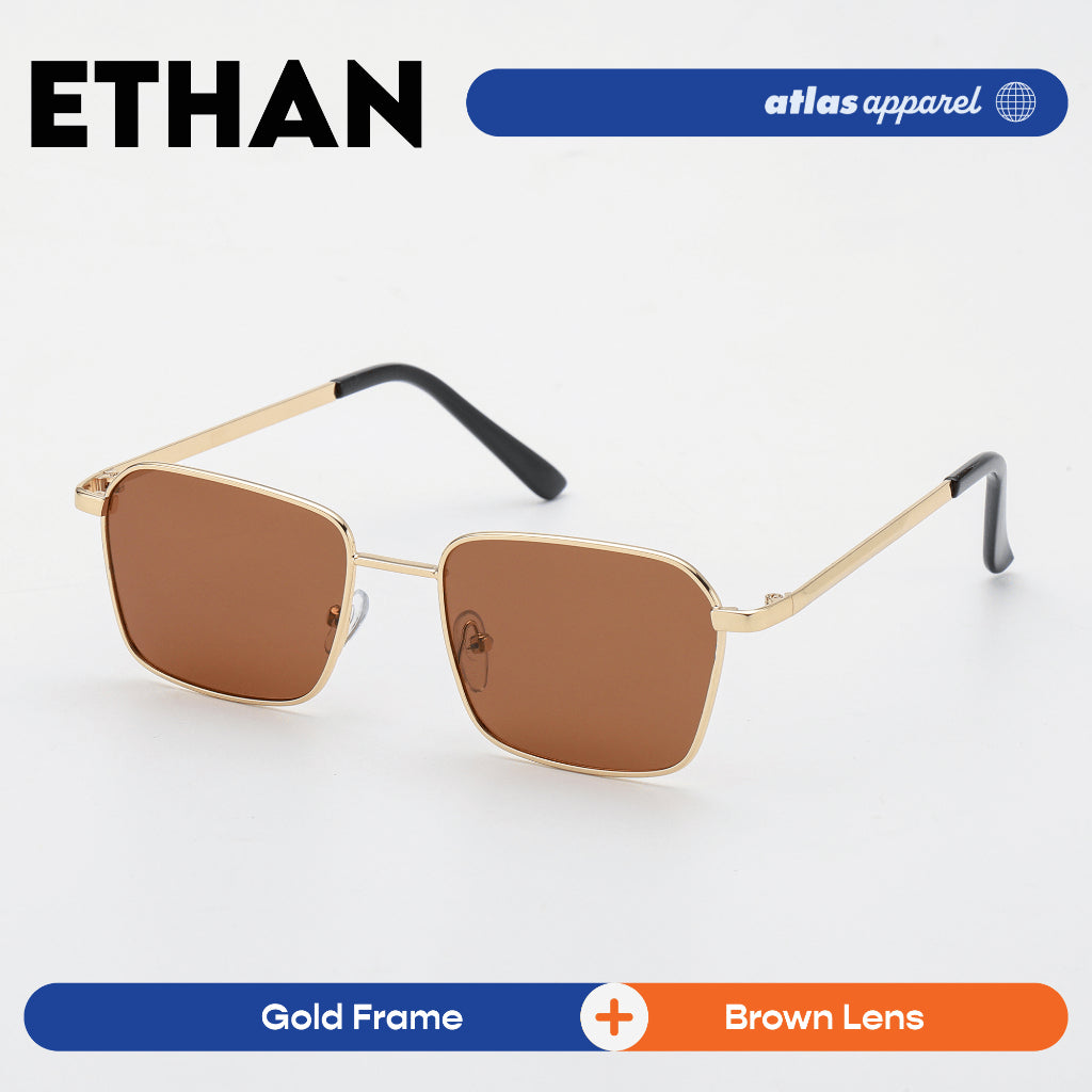 Atlas Apparel ETHAN Polarized Sunglasses for Men (Size 46) - UV400, Square Frame, for Round Face