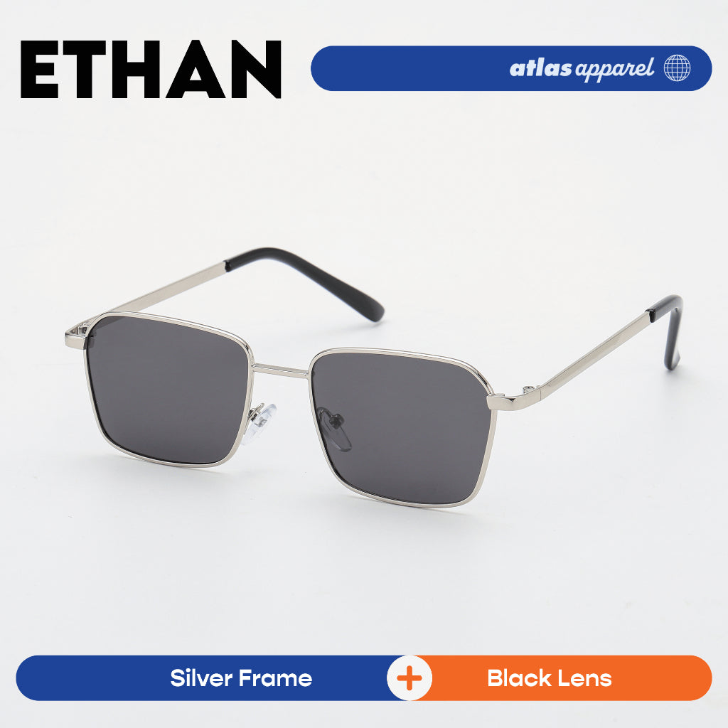 Atlas Apparel ETHAN Polarized Sunglasses for Men (Size 46) - UV400, Square Frame, for Round Face