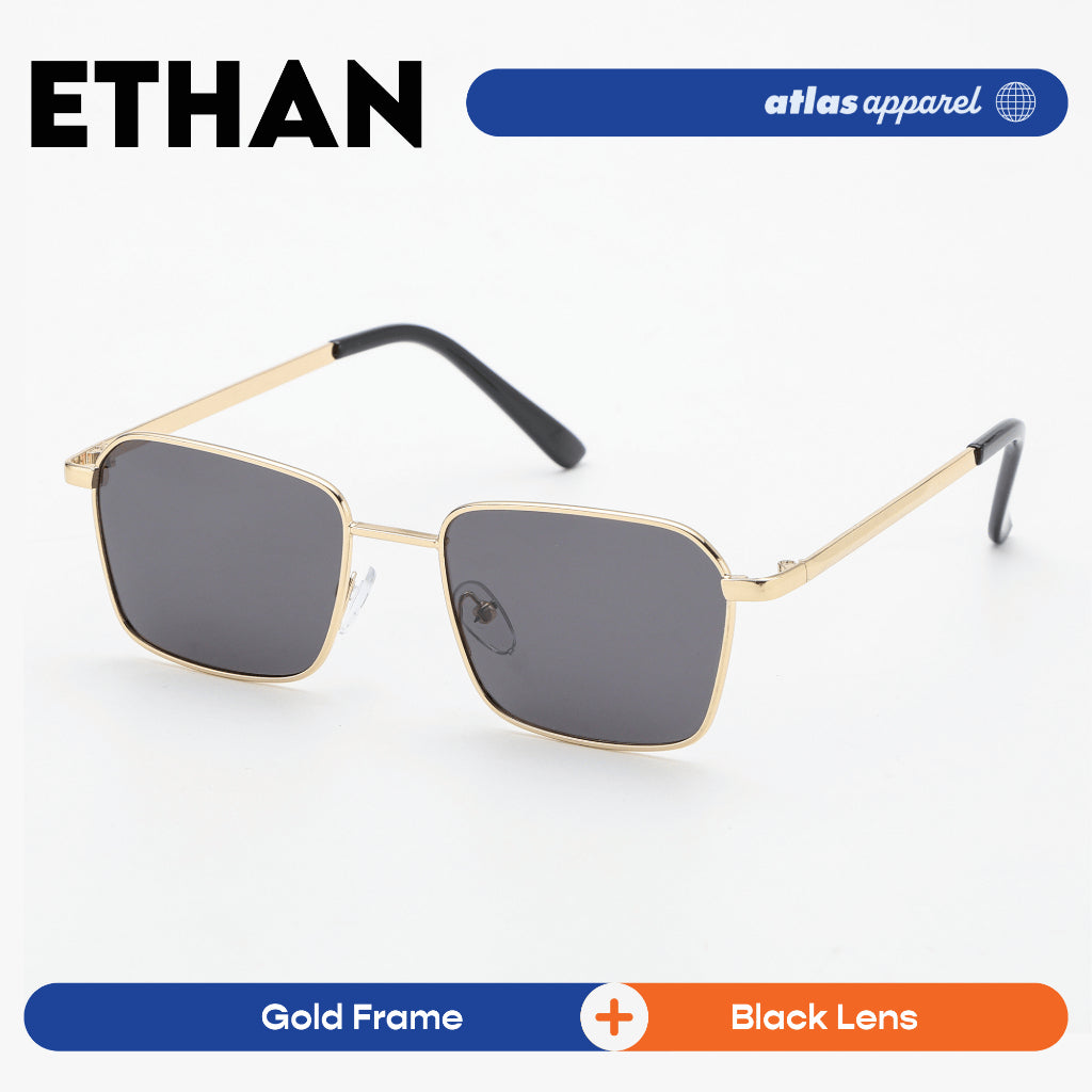 Atlas Apparel ETHAN Polarized Sunglasses for Men (Size 46) - UV400, Square Frame, for Round Face