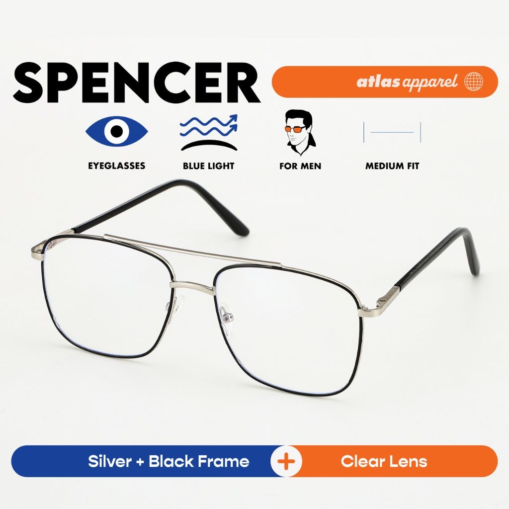 Atlas Apparel SPENCER Blue-Light Blocking Anti-Radiation Eyeglasses for Men (Size 52)