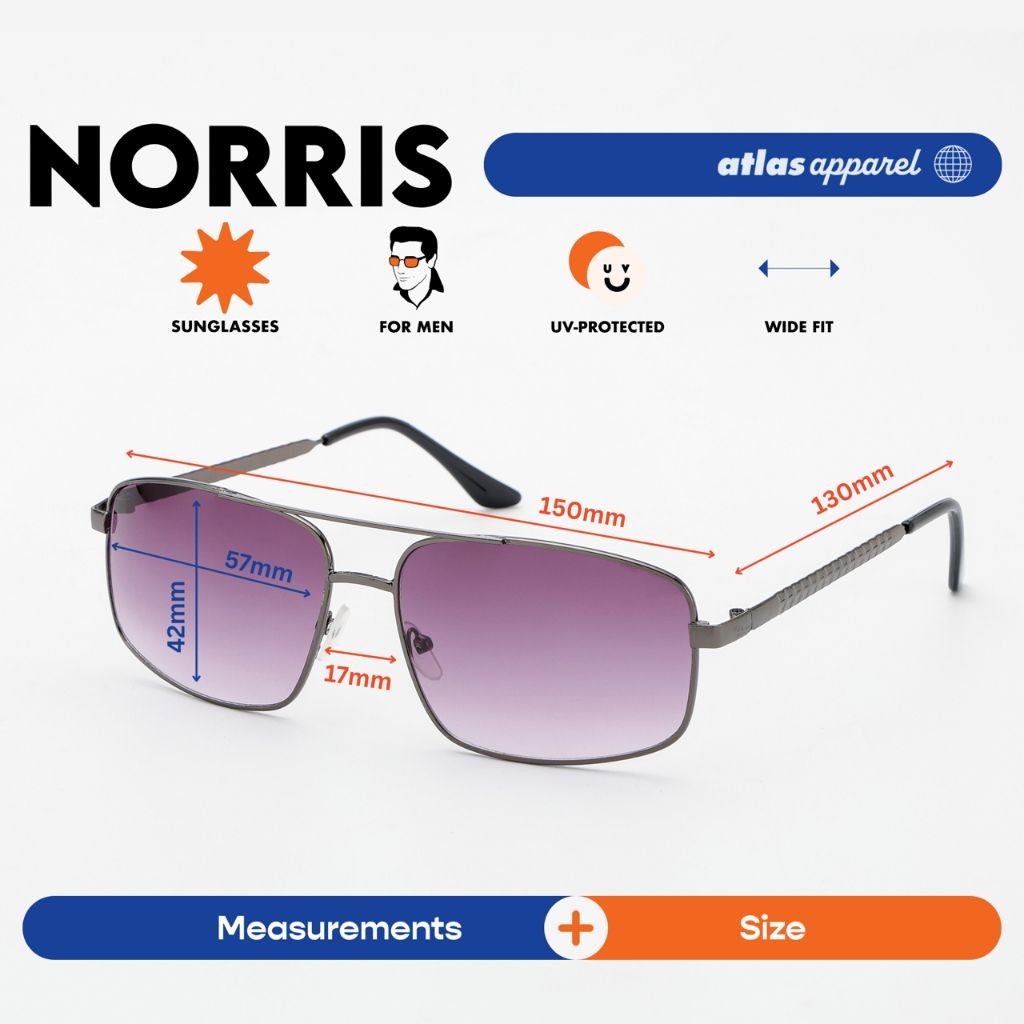 Atlas Apparel NORRIS UV Protected Sunglasses for Men (Size 57) - UV Protection, Sunglasses for Men