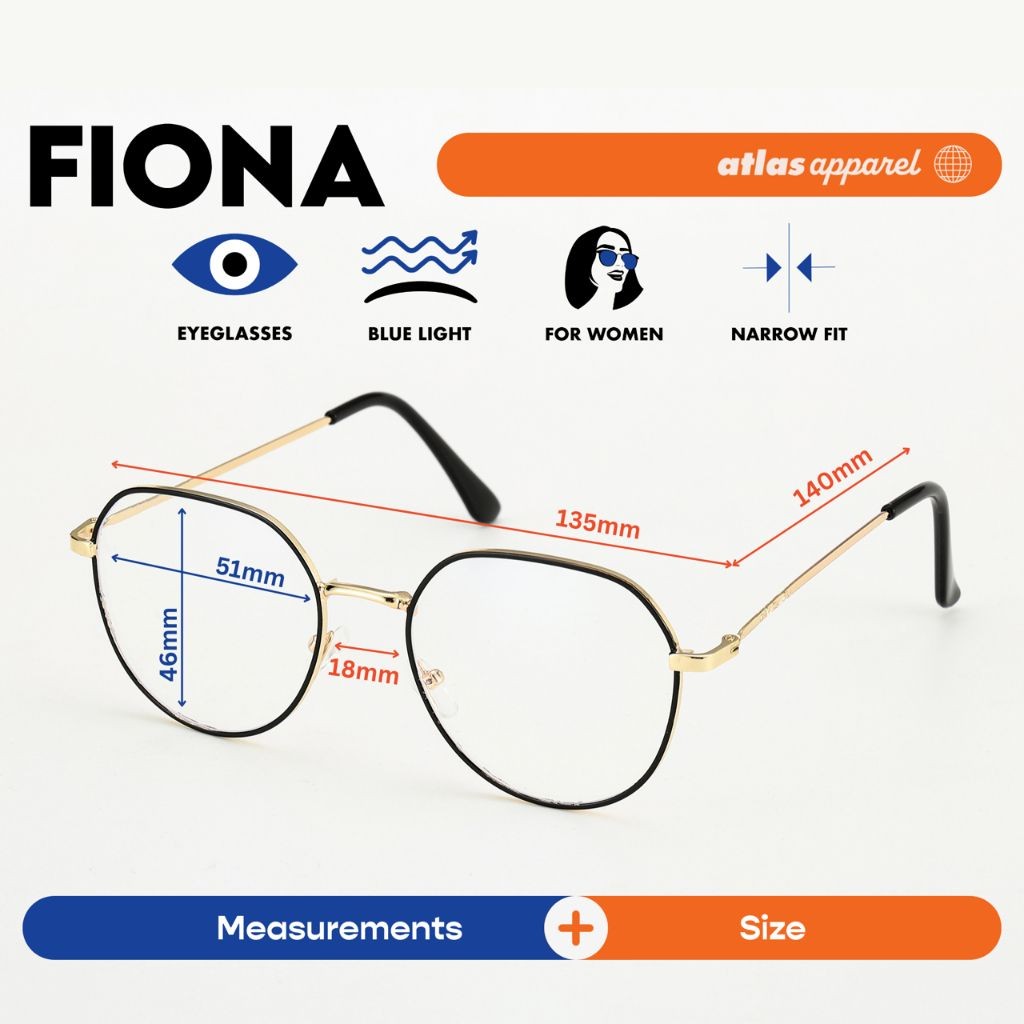 Atlas Apparel FIONA Blue-Light Blocking Anti-Radiation Eyeglasses Women (Size 51)