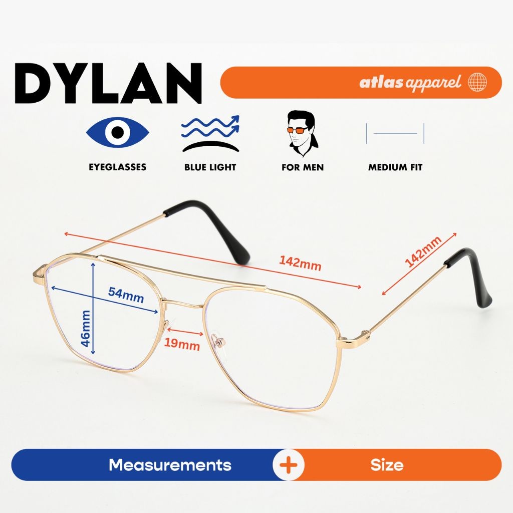Atlas Apparel DYLAN Blue-Light Blocking Anti-Radiation Eyeglasses for Men (Size 54)