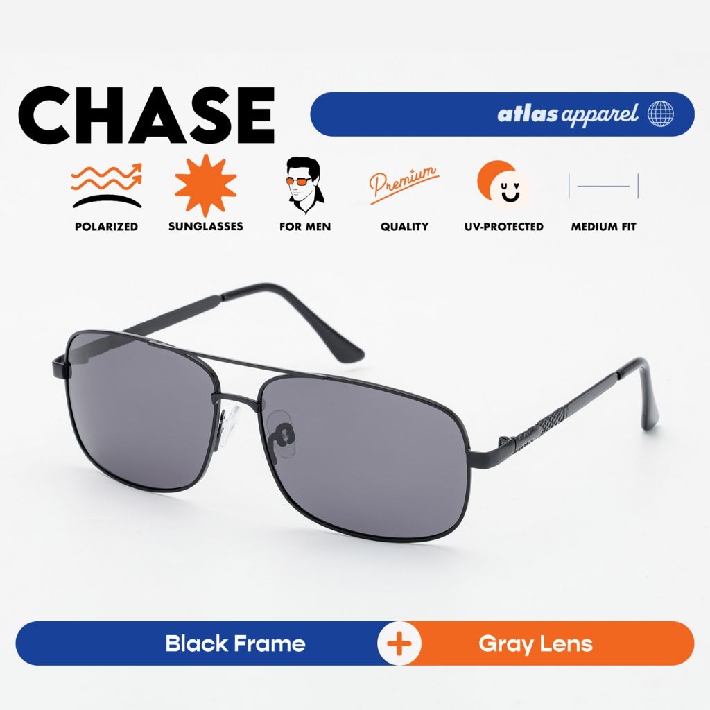 Atlas Apparel CHASE Polarized Sunglasses for Men (Size 59) - UV Protection, Polarized