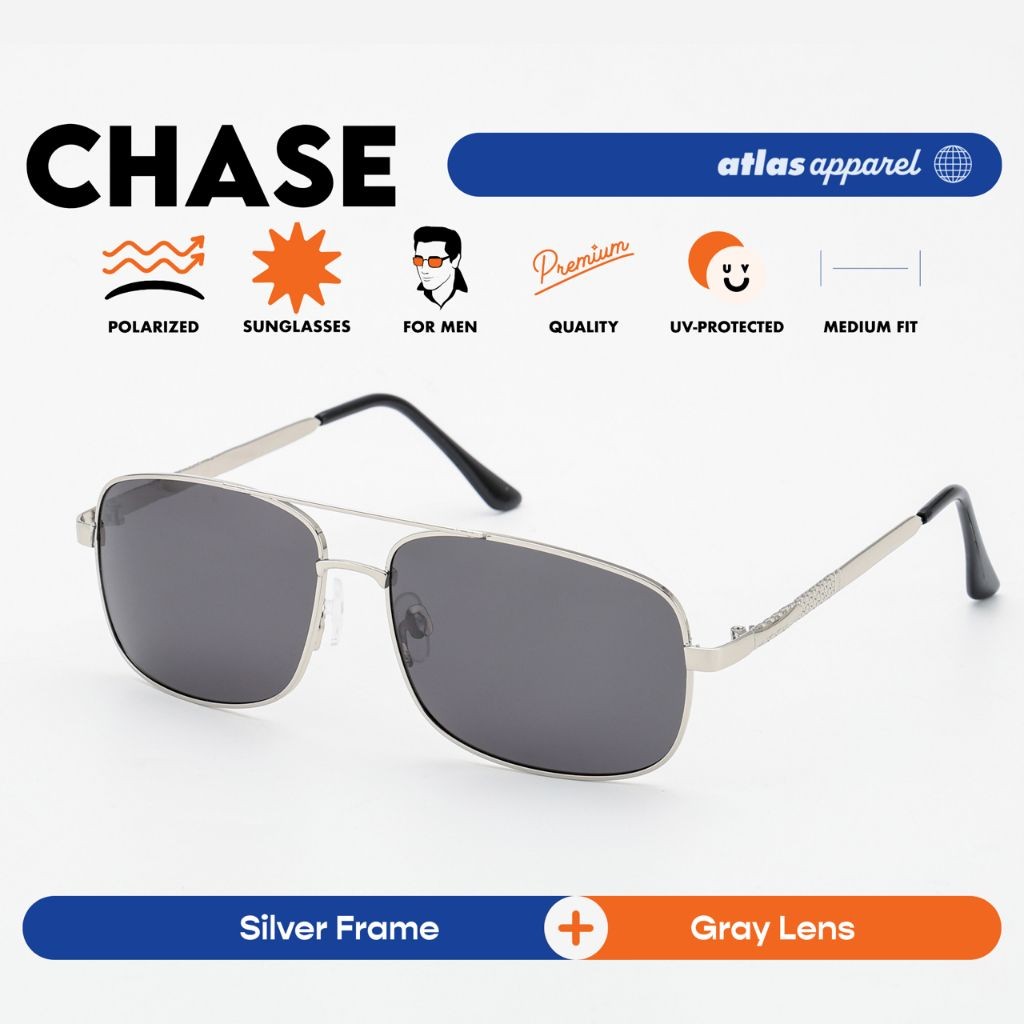 Atlas Apparel CHASE Polarized Sunglasses for Men (Size 59) - UV Protection, Polarized