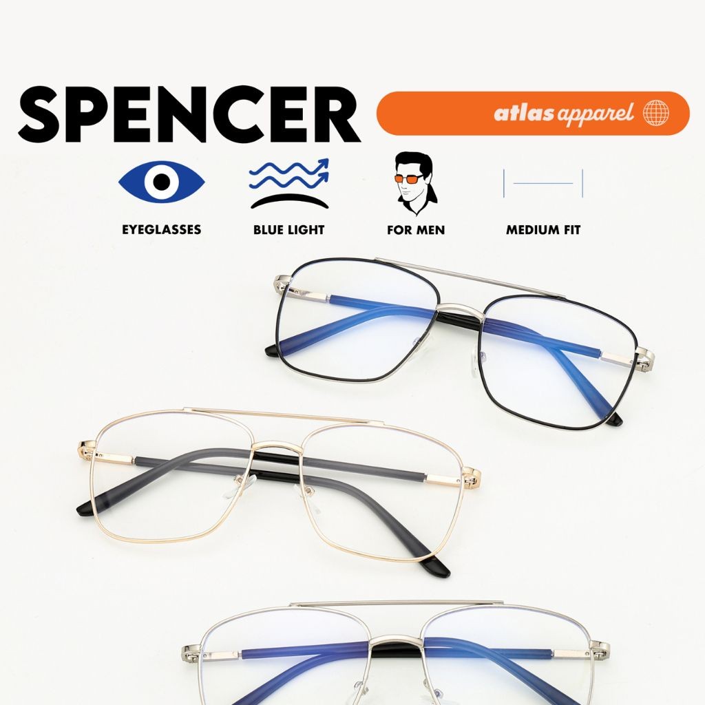 Atlas Apparel SPENCER Blue-Light Blocking Anti-Radiation Eyeglasses for Men (Size 52)