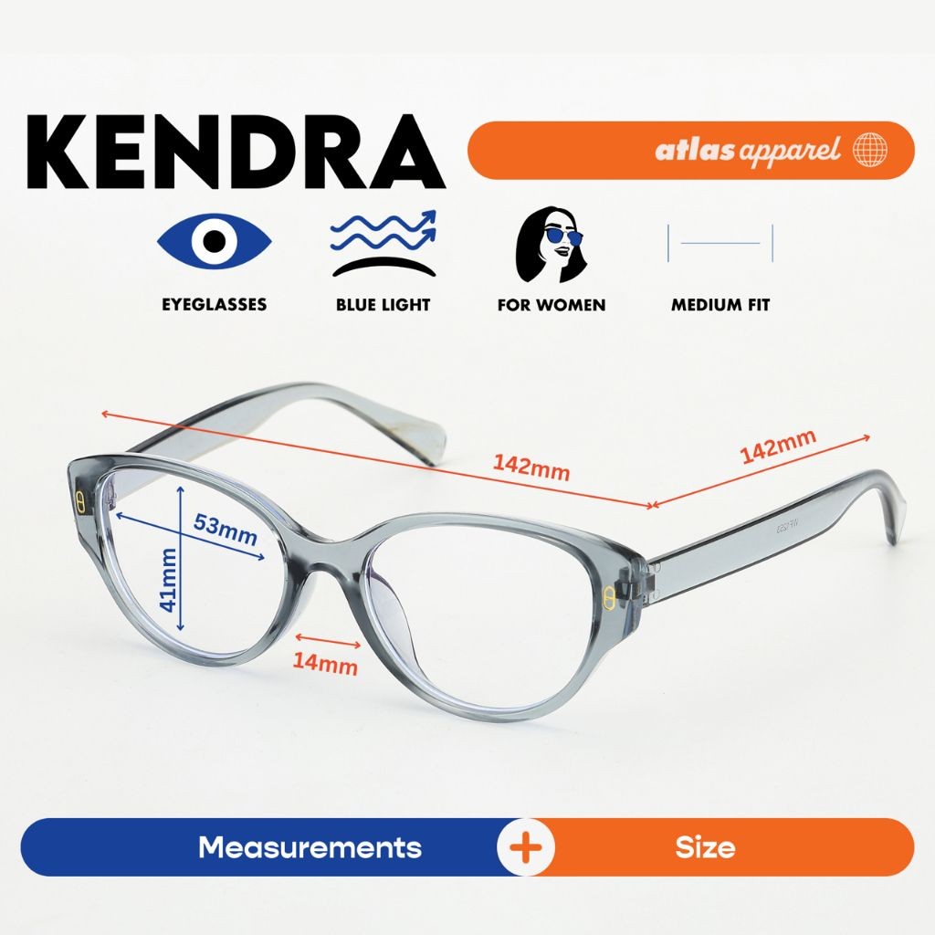 Atlas Apparel KENDRA Blue-Light Blocking Anti-Radiation Eyeglasses for Women (Size 53)