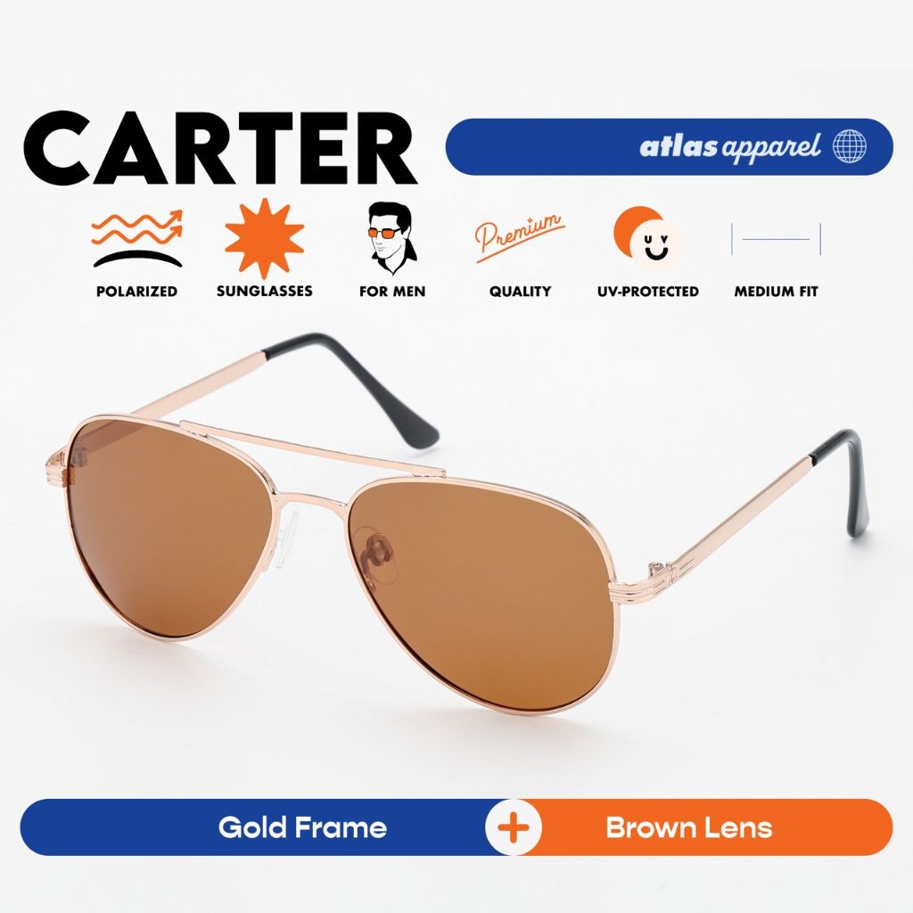 Atlas Apparel CARTER Polarized Sunglasses for Men (Size 54) - UV Protection, Polarized