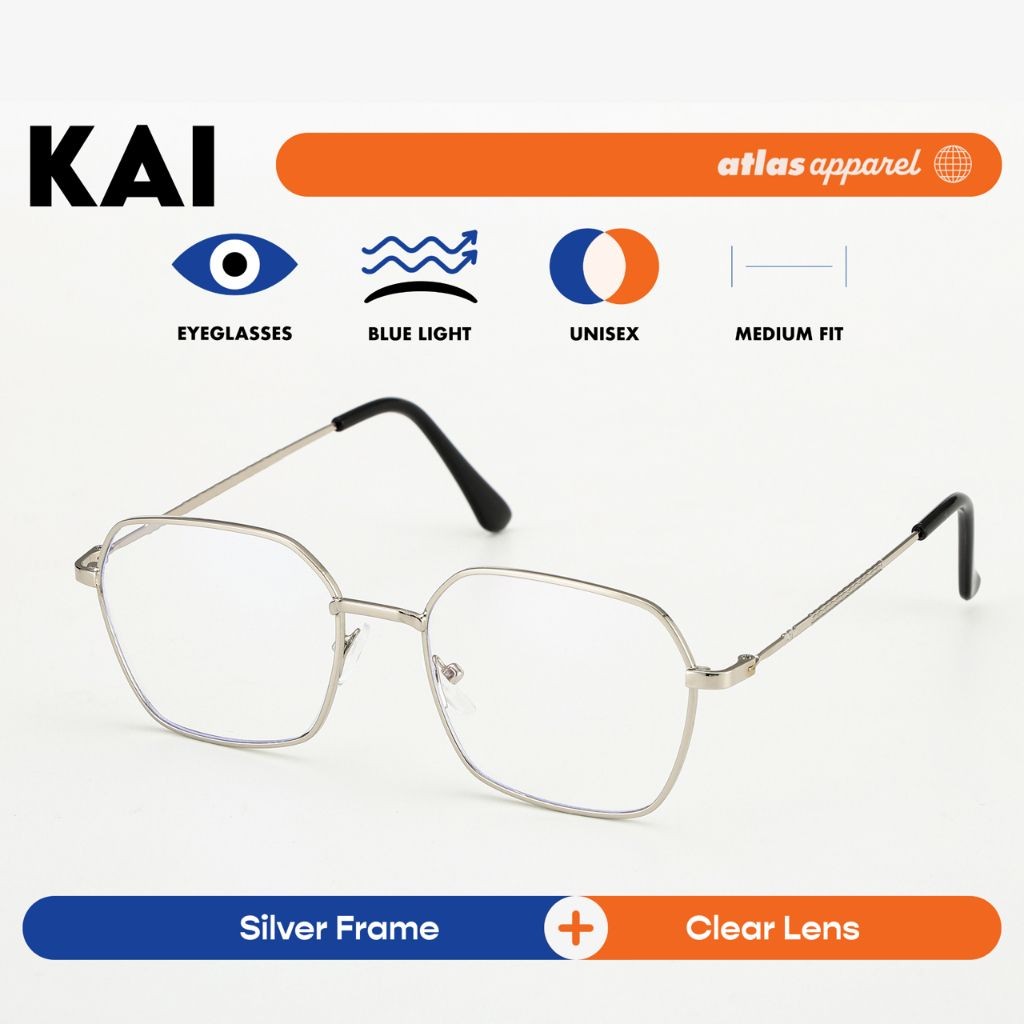 Atlas Apparel KAI Blue-Light Blocking Anti-Radiation Eyeglasses for Men & Women (Size 50) - Unisex