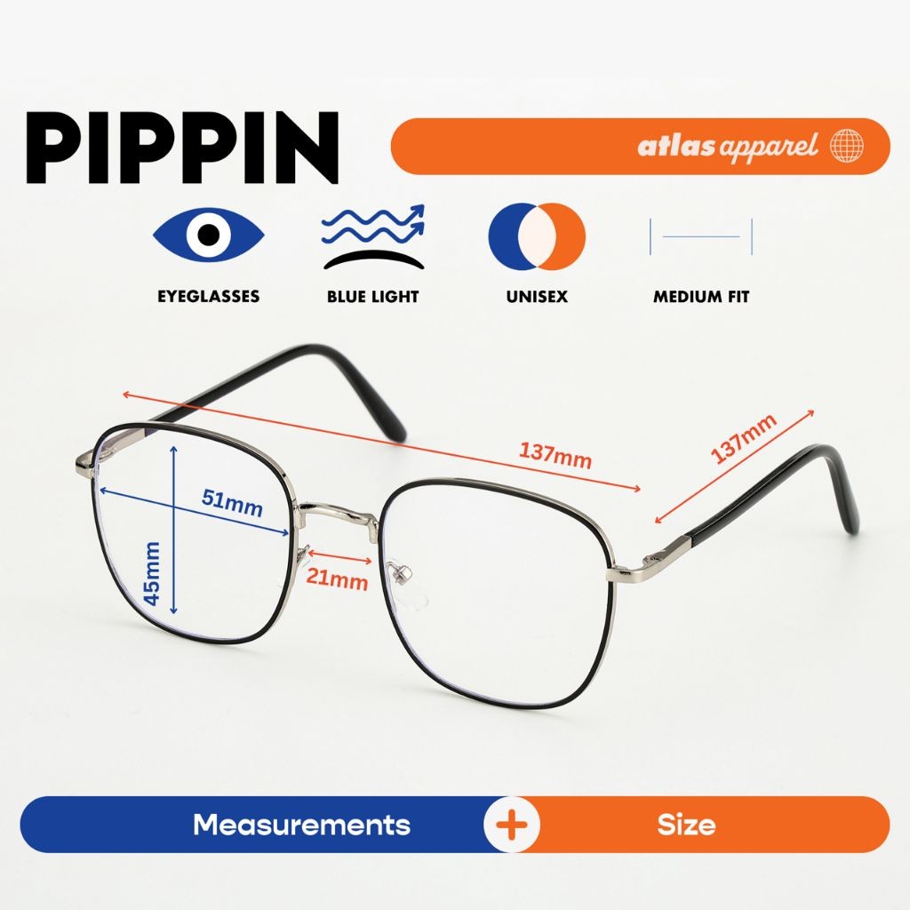 Atlas Apparel PIPPIN Blue-Light Blocking Anti-Radiation Eyeglasses for Men & Women (Size 51)- Unisex