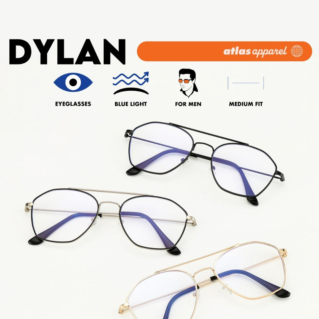 Atlas Apparel DYLAN Blue-Light Blocking Anti-Radiation Eyeglasses for Men (Size 54)