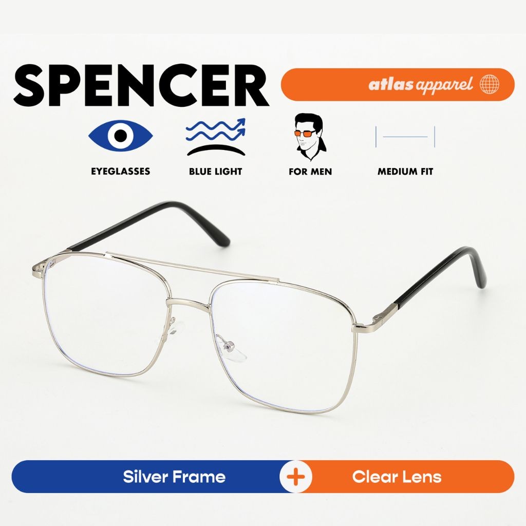 Atlas Apparel SPENCER Blue-Light Blocking Anti-Radiation Eyeglasses for Men (Size 52)