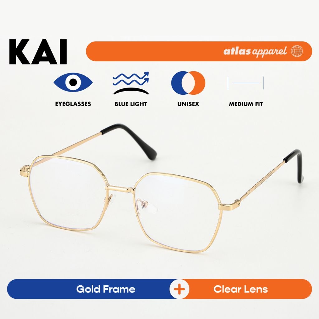 Atlas Apparel KAI Blue-Light Blocking Anti-Radiation Eyeglasses for Men & Women (Size 50) - Unisex