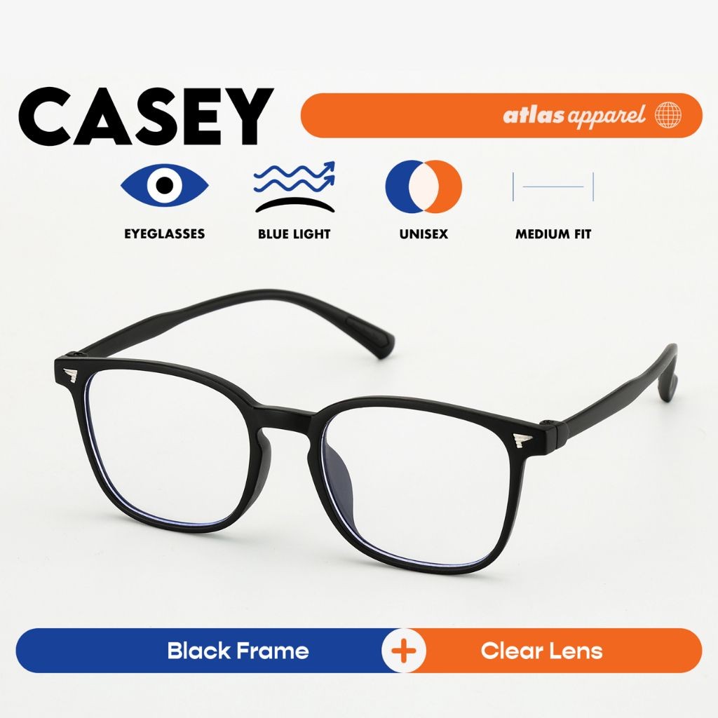 Atlas Apparel CASEY Blue-Light Blocking Anti-Radiation Eyeglasses for Men & Women (Size 51) - Unisex