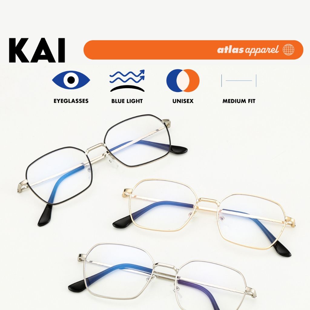 Atlas Apparel KAI Blue-Light Blocking Anti-Radiation Eyeglasses for Men & Women (Size 50) - Unisex