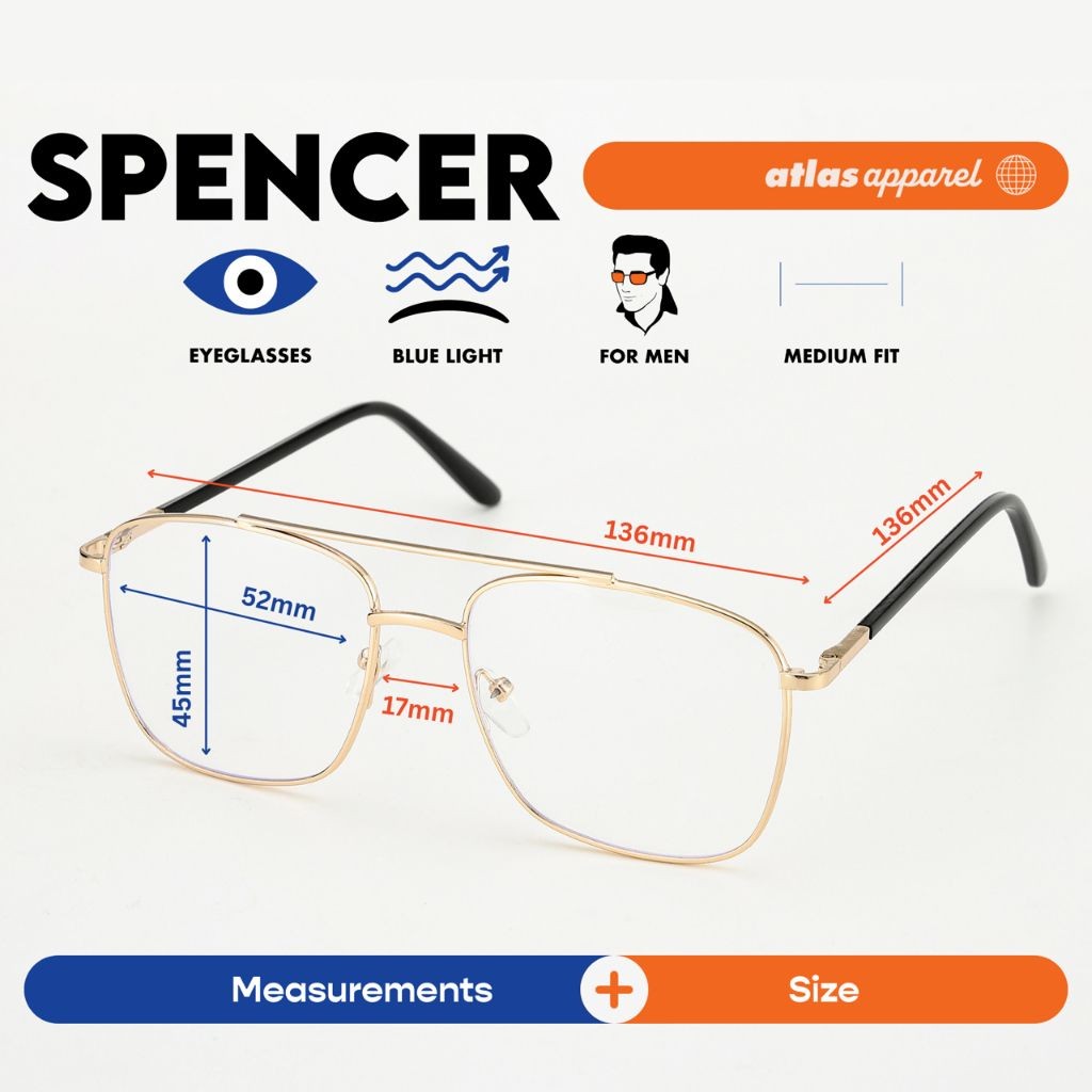 Atlas Apparel SPENCER Blue-Light Blocking Anti-Radiation Eyeglasses for Men (Size 52)