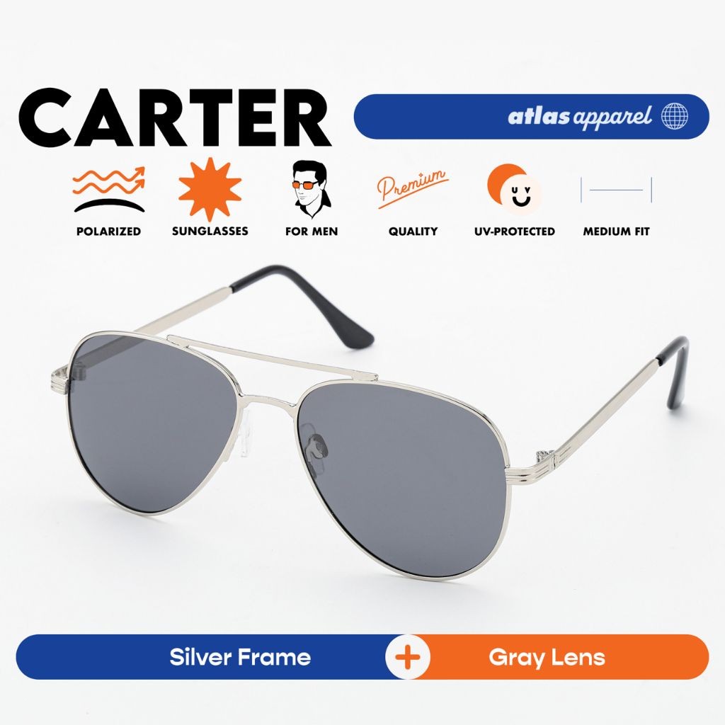 Atlas Apparel CARTER Polarized Sunglasses for Men (Size 54) - UV Protection, Polarized