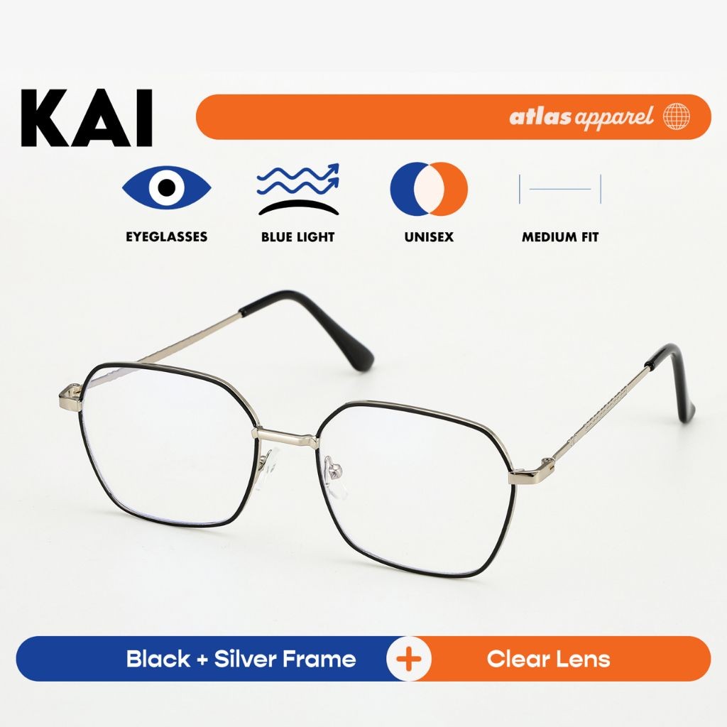 Atlas Apparel KAI Blue-Light Blocking Anti-Radiation Eyeglasses for Men & Women (Size 50) - Unisex