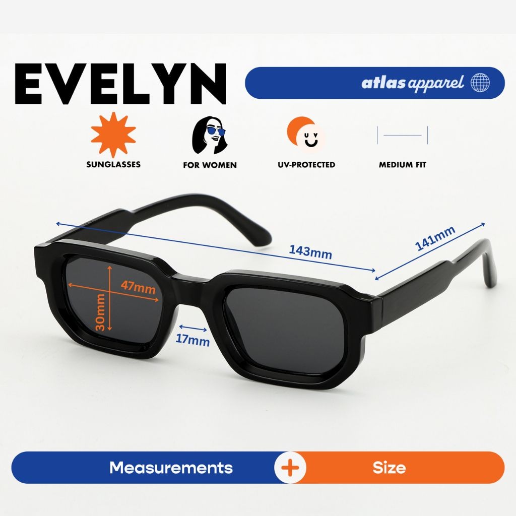 Atlas Apparel EVELYN UV Protected Sunglasses for Women (Size 47)-UV Protection, Sunglasses for Women
